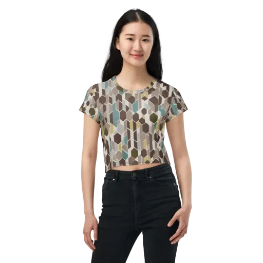 Cocoa Geometry on a Crop Tee