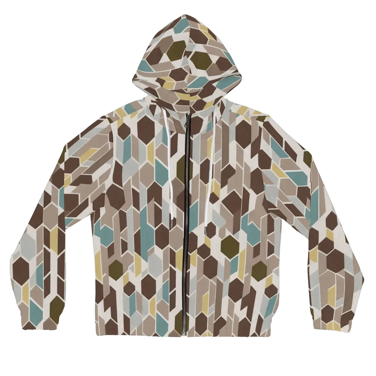 Cocoa Geometry on Women's Full-Zip Hoodie — Front