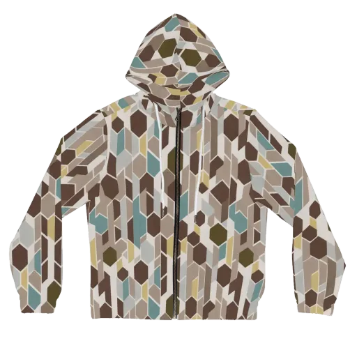 Cocoa Geometry on a Women's Full-Zip Hoodie