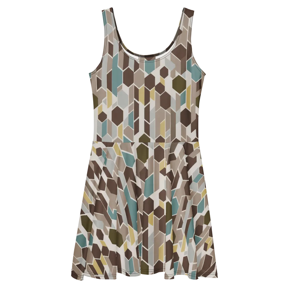 Cocoa Geometry on Skater Dress — Front