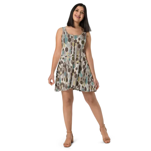 Cocoa Geometry on a Skater Dress