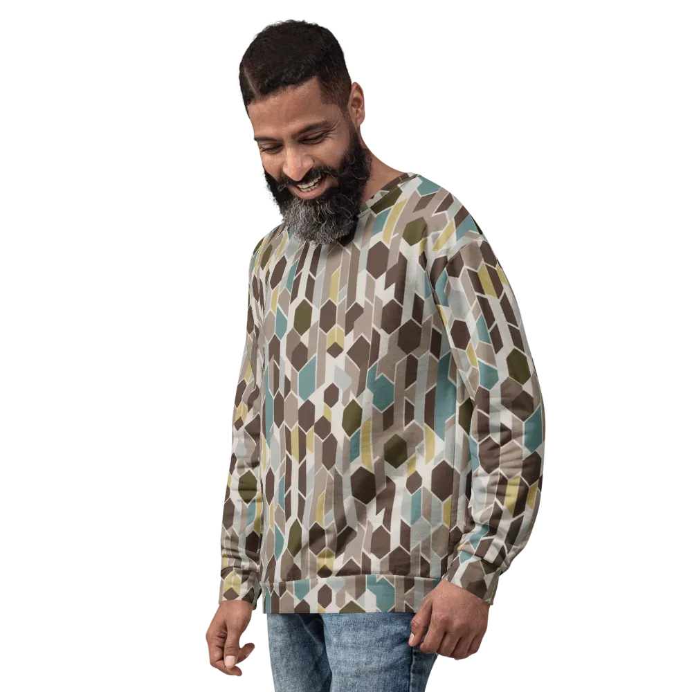 Cocoa Geometry on Sweatshirt — Left Front