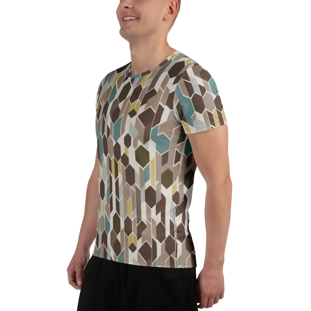Cocoa Geometry on Men's Athletic T-Shirt — Left