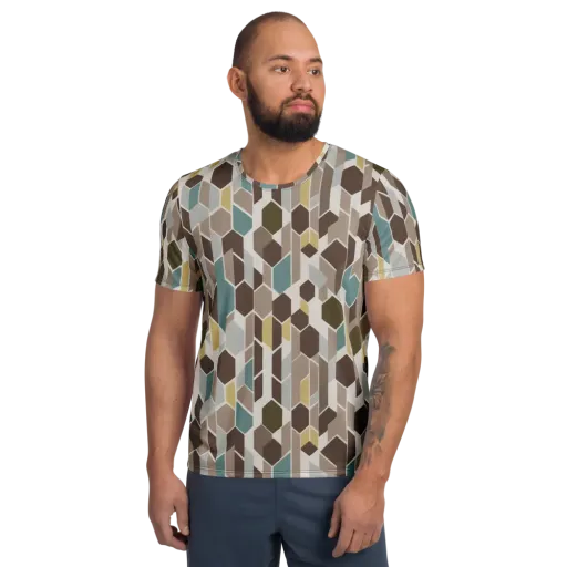 Cocoa Geometry on a Men's Athletic T-Shirt
