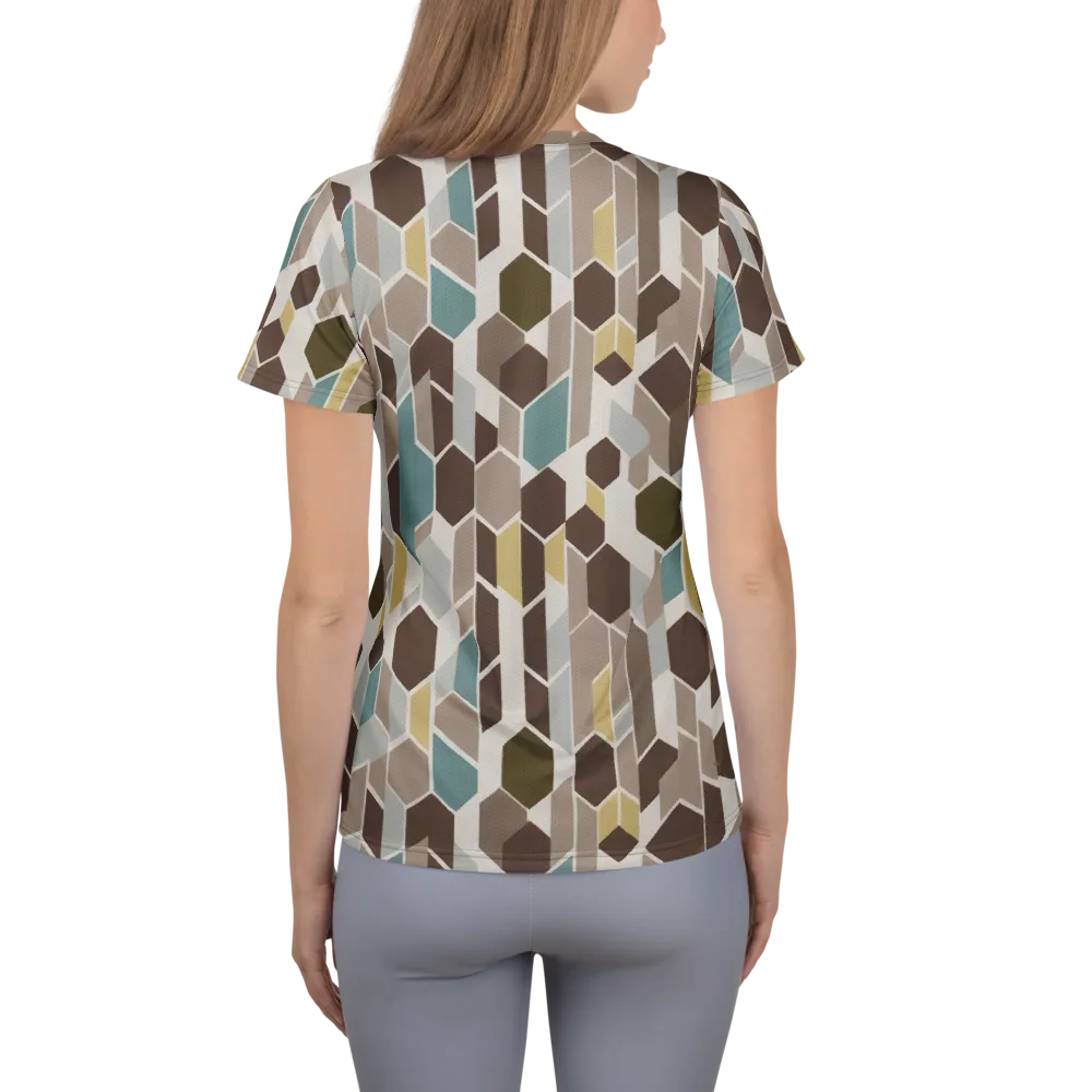 Cocoa Geometry on Women's Athletic T-Shirt — Back