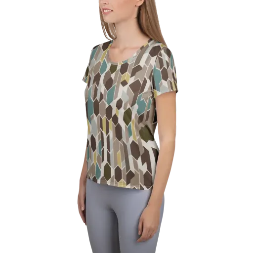 Cocoa Geometry on a Women's Athletic T-Shirt