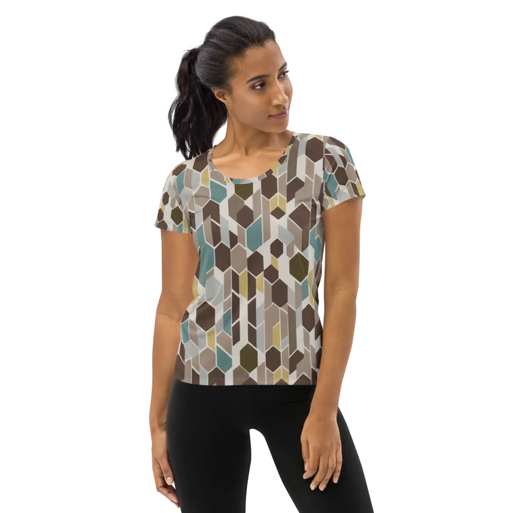 Cocoa Geometry on Women's Athletic T-Shirt — Front