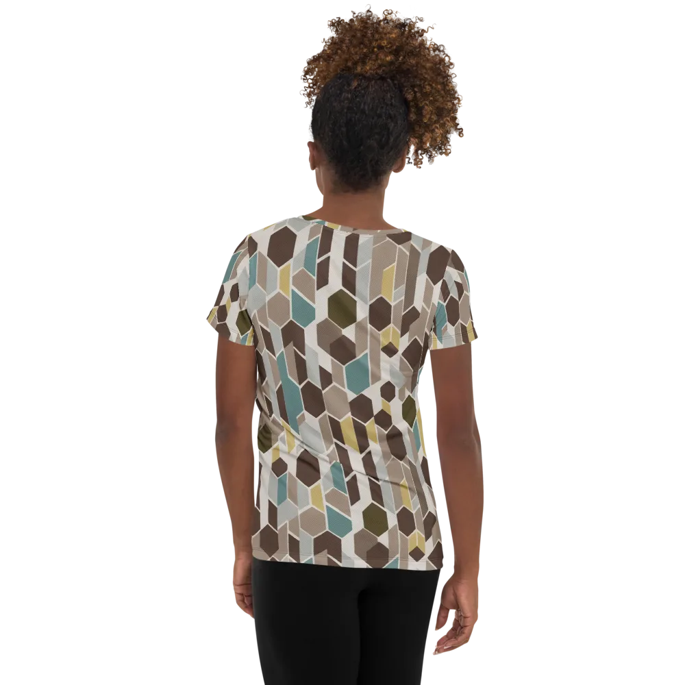 Cocoa Geometry on Women's Athletic T-Shirt — Back