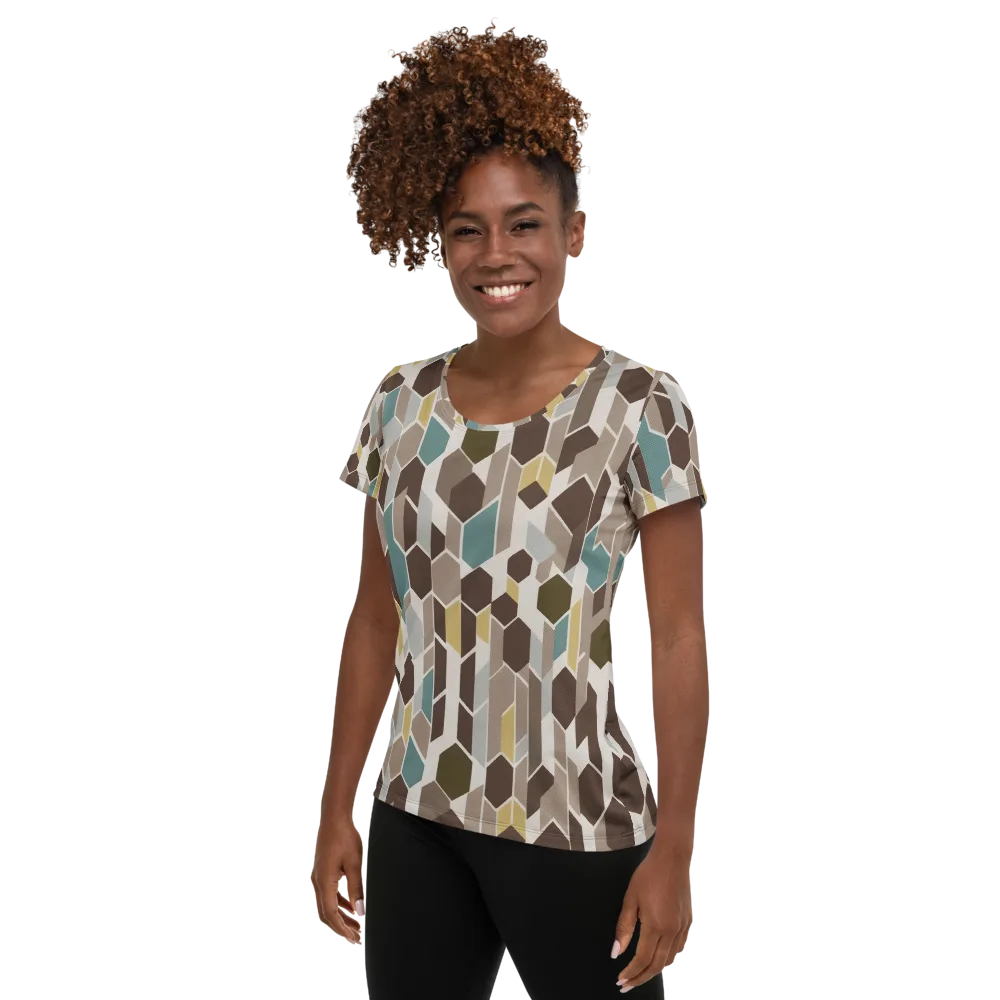Cocoa Geometry on Women's Athletic T-Shirt — Left