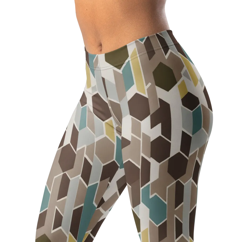 Cocoa Geometry on Leggings — Left Front