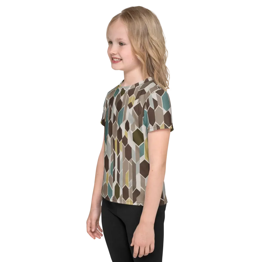 Cocoa Geometry on Kids Crew Neck T-Shirt — Left