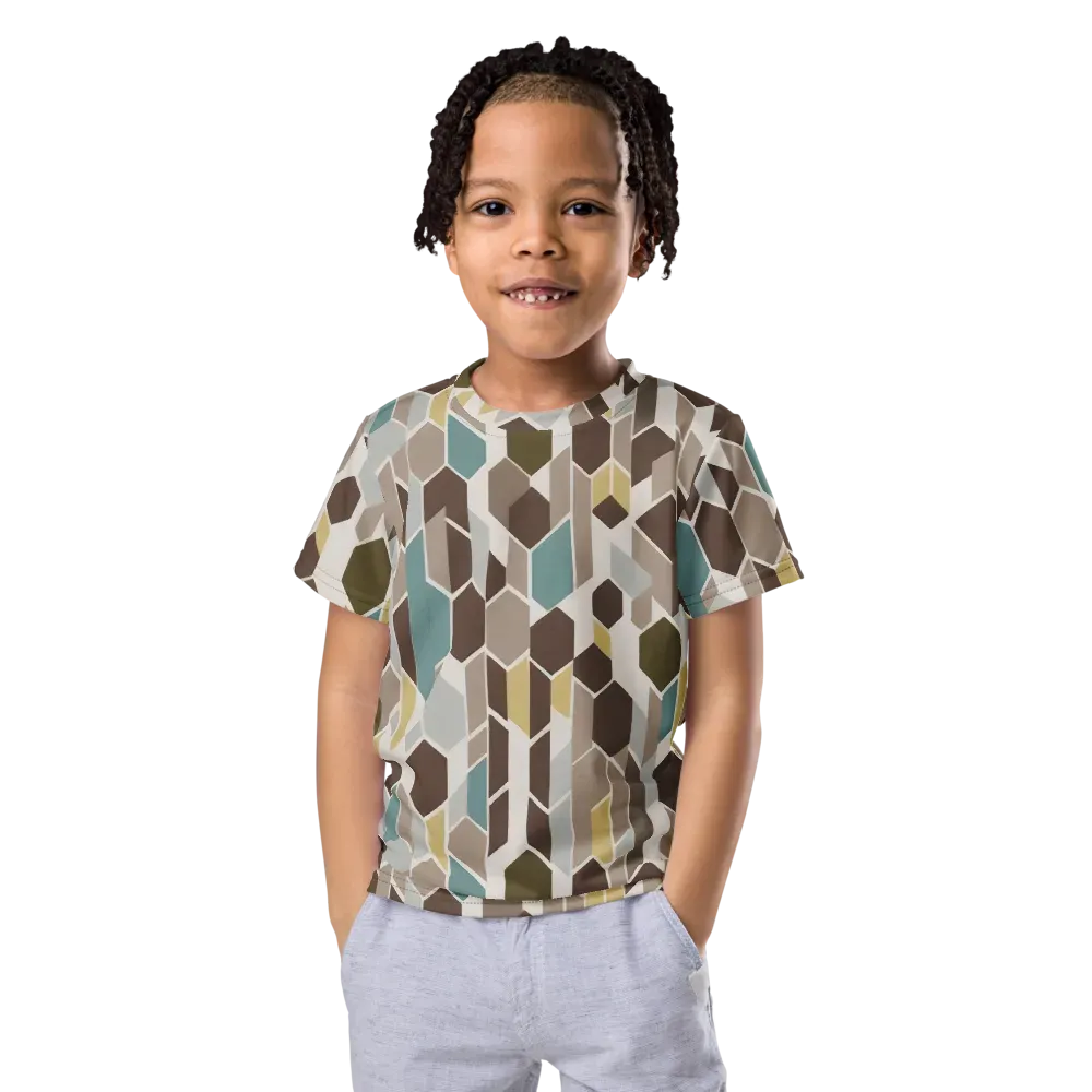 Cocoa Geometry on Kids Crew Neck T-Shirt — Front