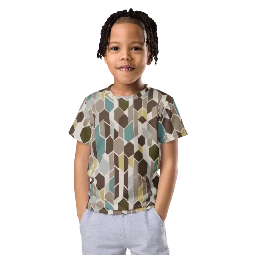 Cocoa Geometry on a Kids Crew Neck T-Shirt