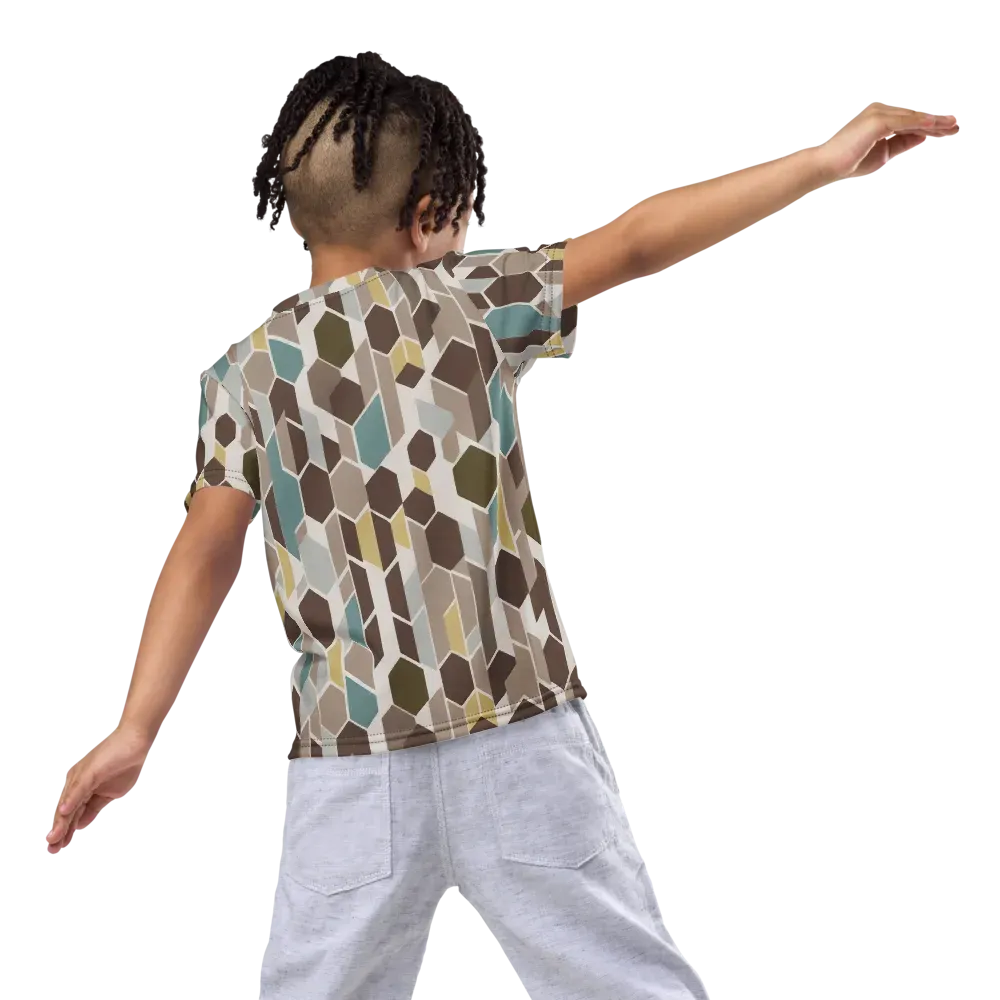 Cocoa Geometry on Kids Crew Neck T-Shirt — Back