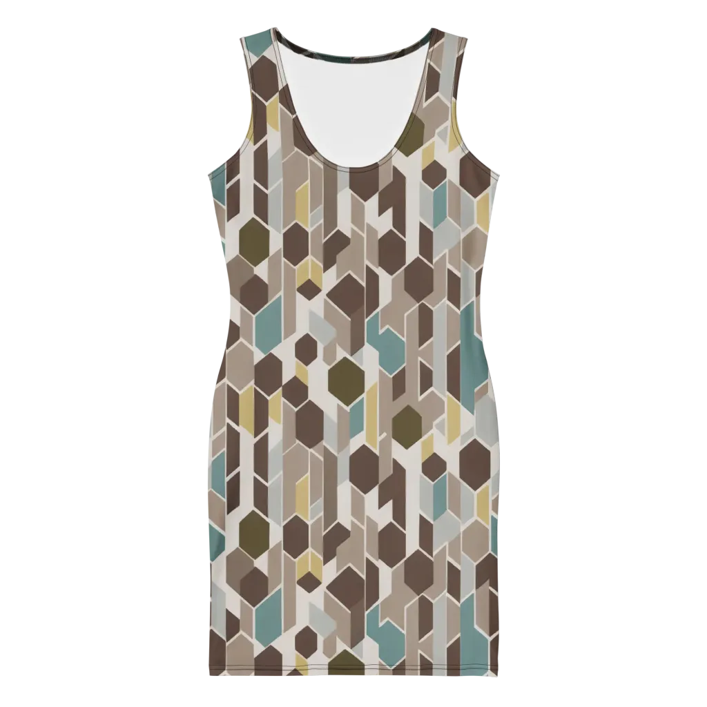 Cocoa Geometry on Bodycon Dress — Front