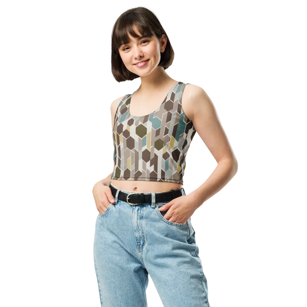 Cocoa Geometry on Crop Top — Front
