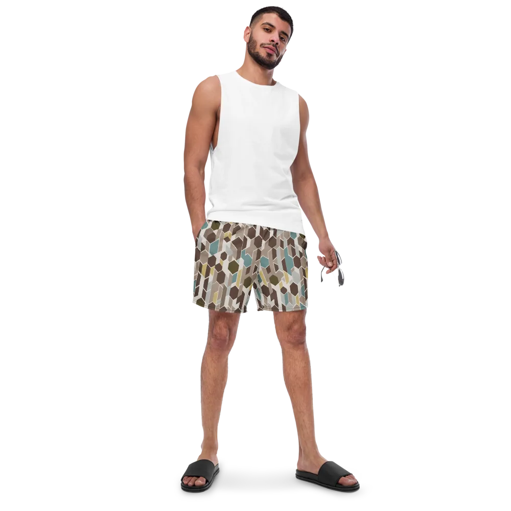 Cocoa Geometry on Swim Trunks — Front