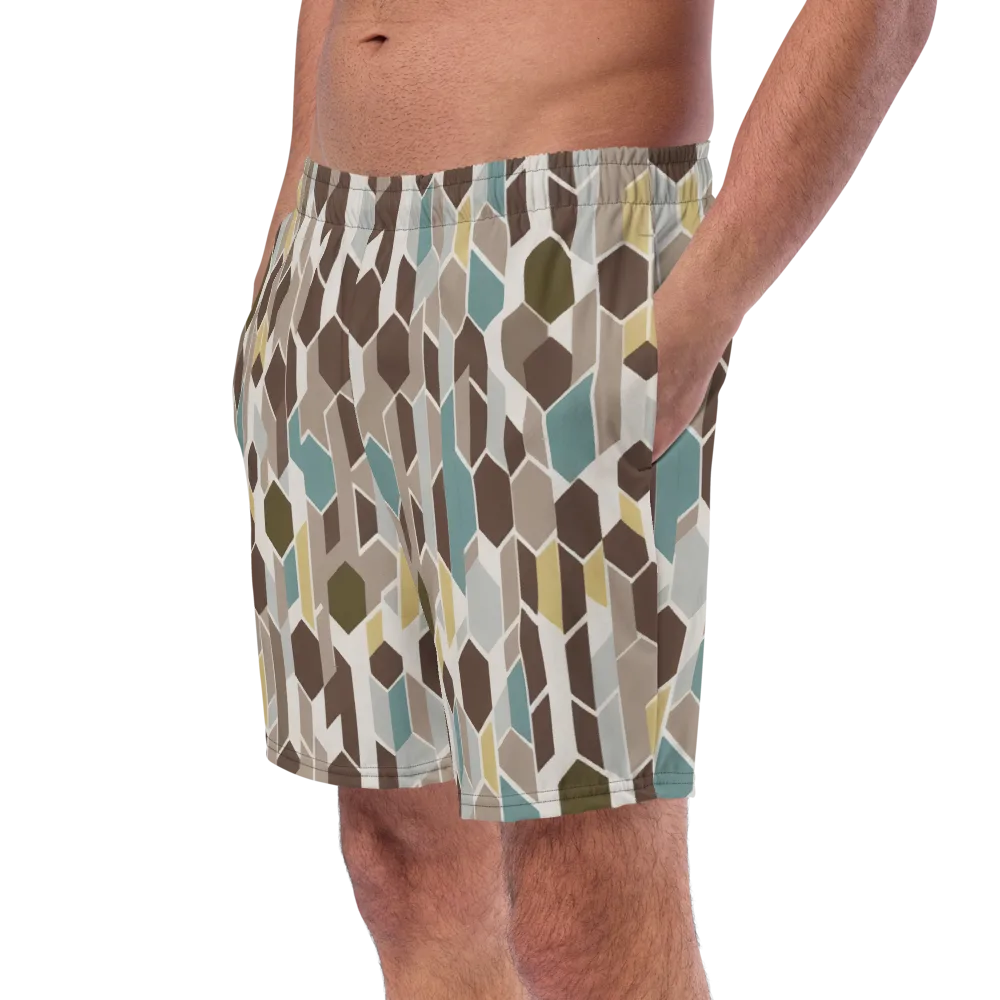 Cocoa Geometry on Swim Trunks — Left Front