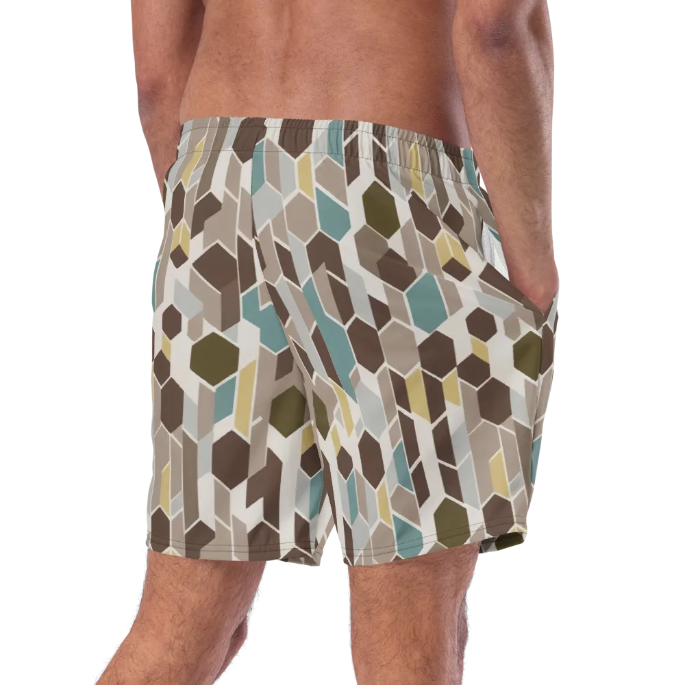 Cocoa Geometry on Swim Trunks — Right Back