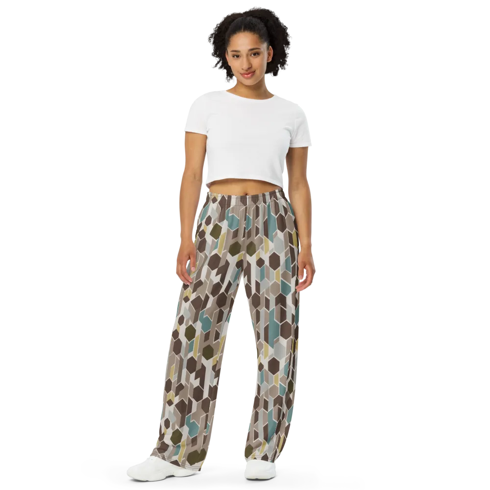 Cocoa Geometry on Wide-Leg Pants — Front