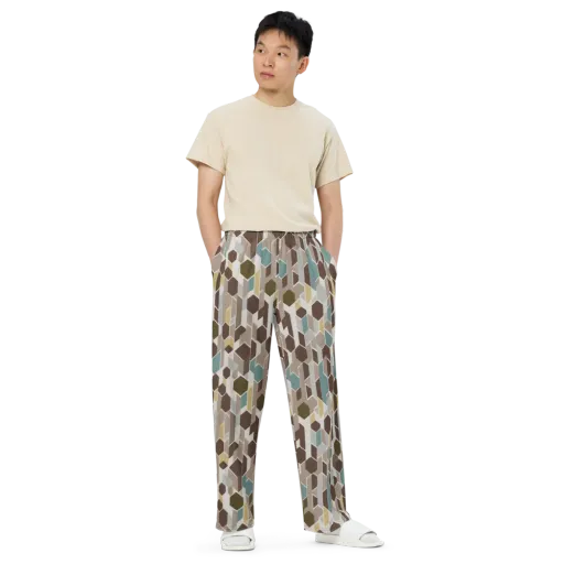 Cocoa Geometry on a Wide-Leg Pants