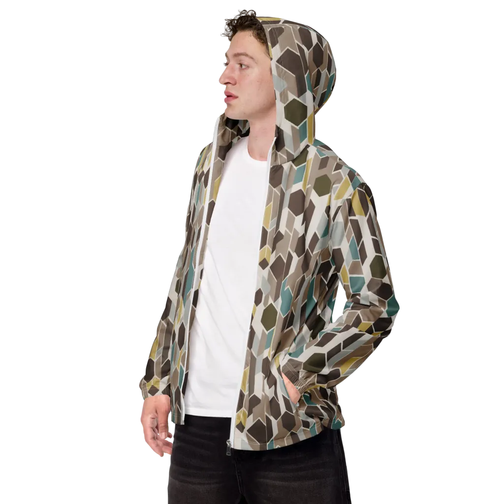 Cocoa Geometry on Men's Windbreaker — Left Front