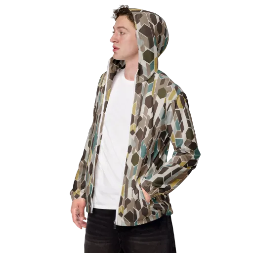 Cocoa Geometry on a Men's Windbreaker