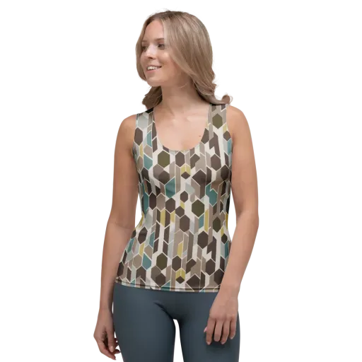 Cocoa Geometry on a Women's Tank Top