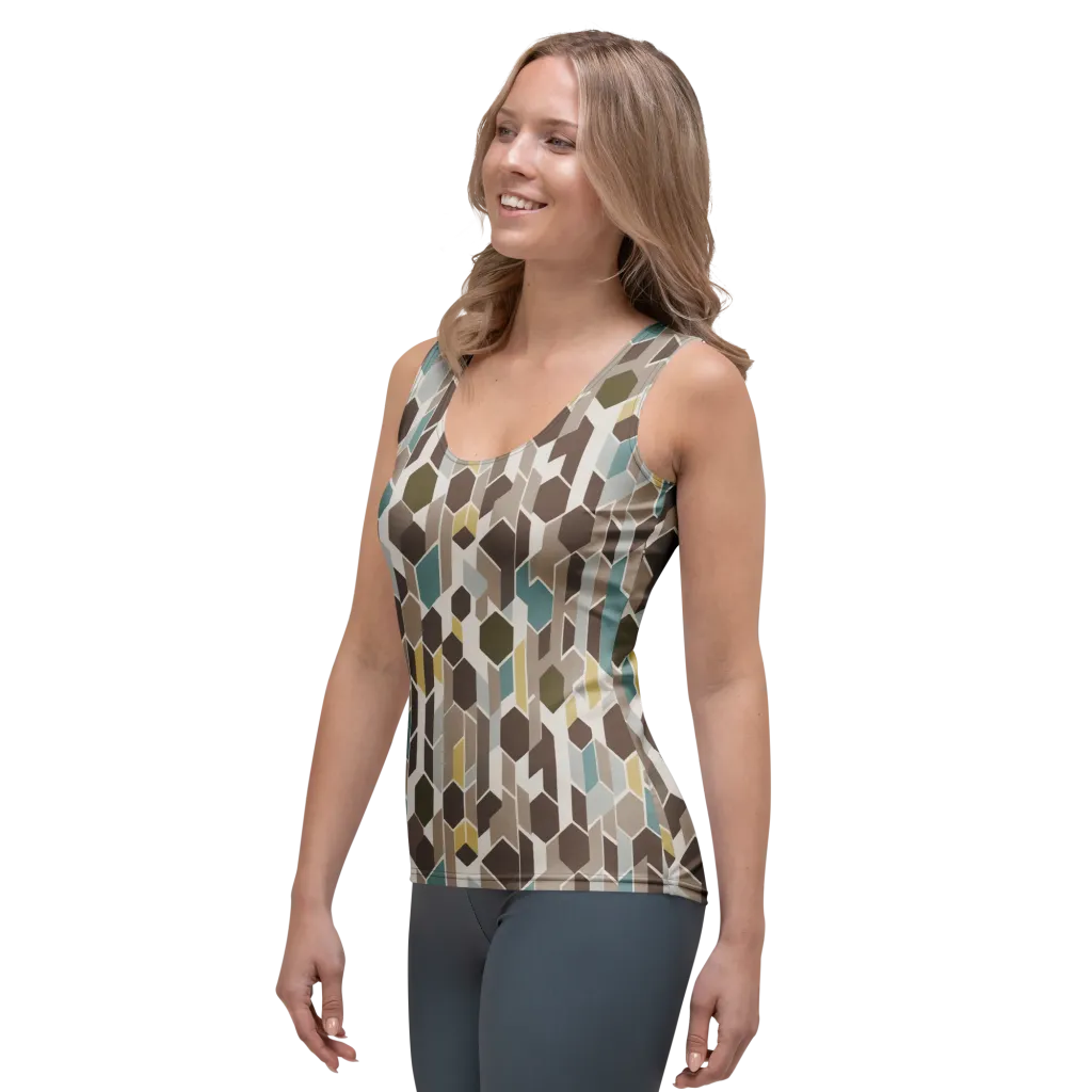 Cocoa Geometry on Women's Tank Top — Left Front