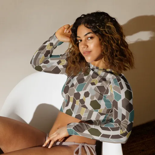 Cocoa Geometry on a Long Sleeve Crop Top