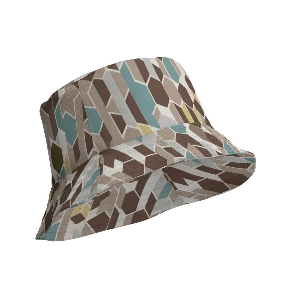 Cocoa Geometry on Reversible Bucket Hat — Product details Outside