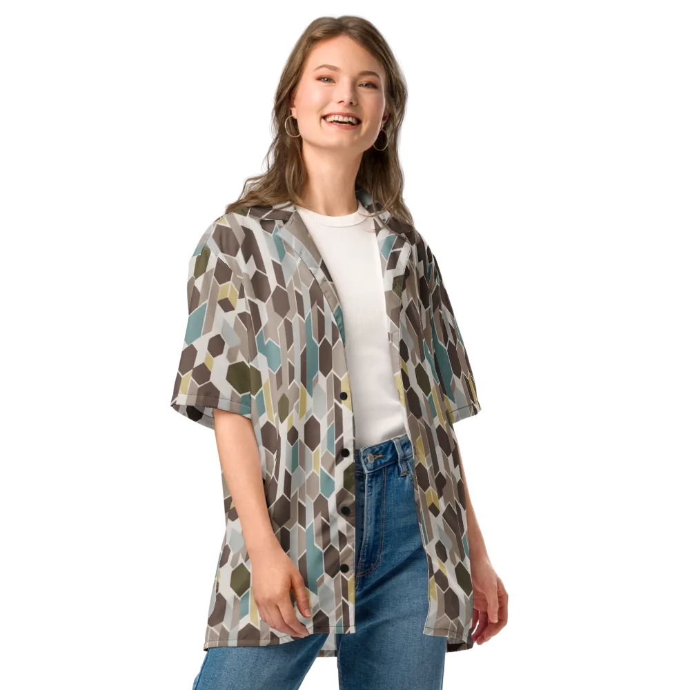 Cocoa Geometry on Button Shirt — Front