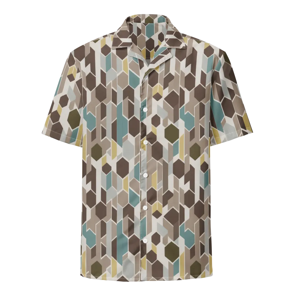Cocoa Geometry on Button Shirt — Front