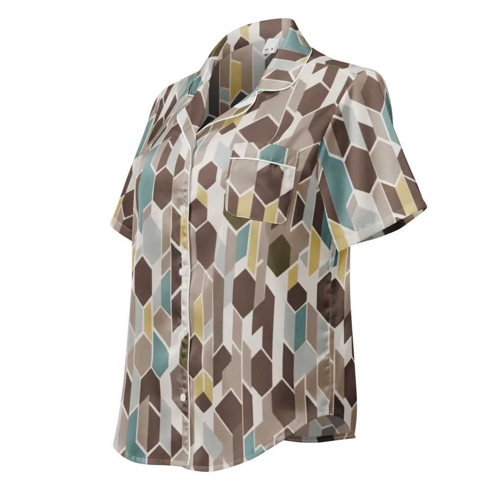 Cocoa Geometry on Women's Short Sleeve Pajama Top — Left Front