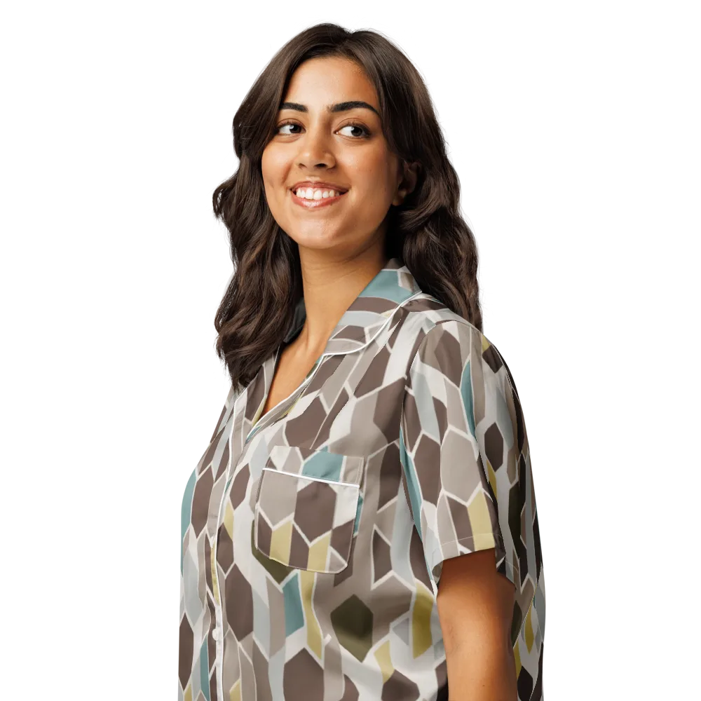 Cocoa Geometry on Women's Short Sleeve Pajama Top — Left Front