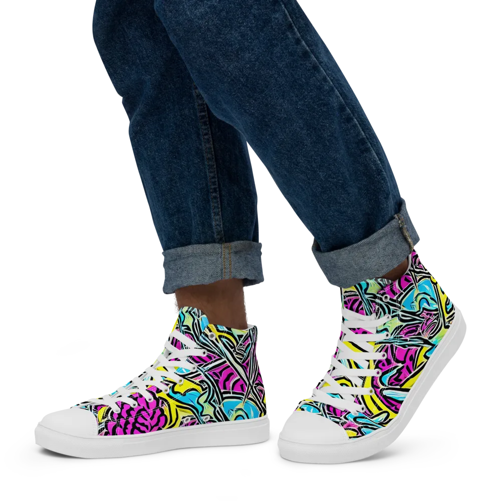 Future Safari on Men's High Top Canvas Shoes — Left