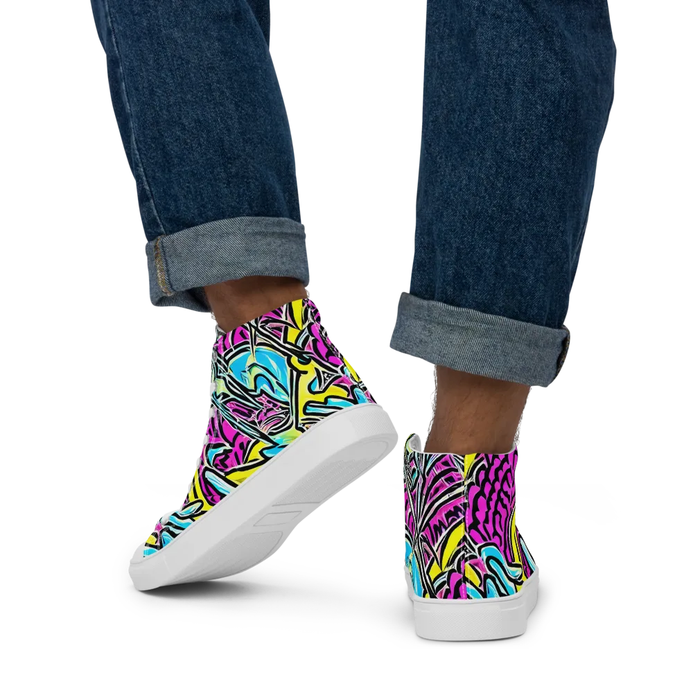 Future Safari on Men's High Top Canvas Shoes — Back