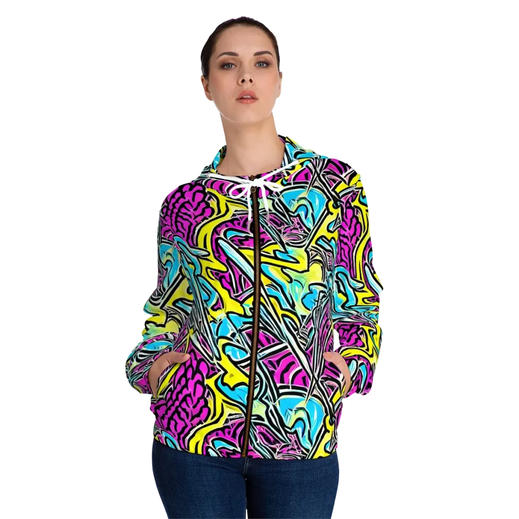 Future Safari on Women's Full-Zip Hoodie — Front On Person