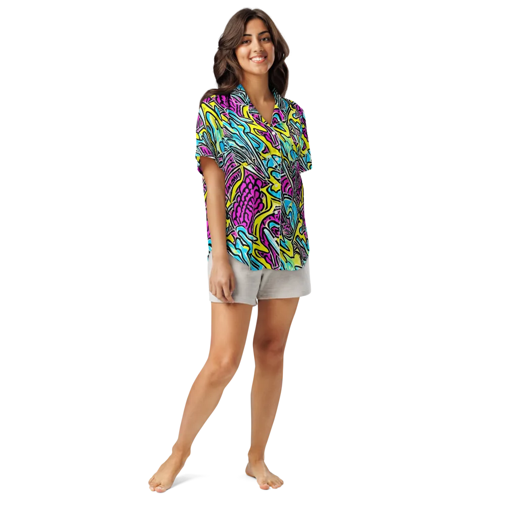 Future Safari on Women's Short Sleeve Pajama Top — Front