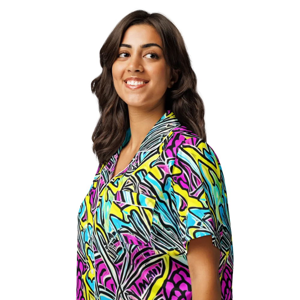 Future Safari on Women's Short Sleeve Pajama Top — Left Front