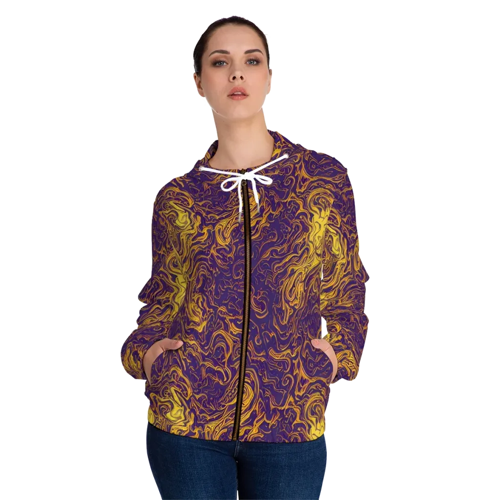 Royal Melt on Women's Full-Zip Hoodie — Front On Person