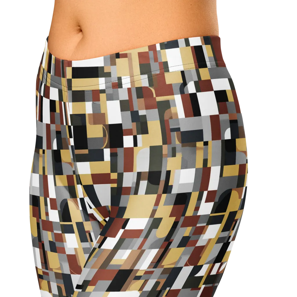 Ochre Circuit on Capri Leggings — Zoomed-in