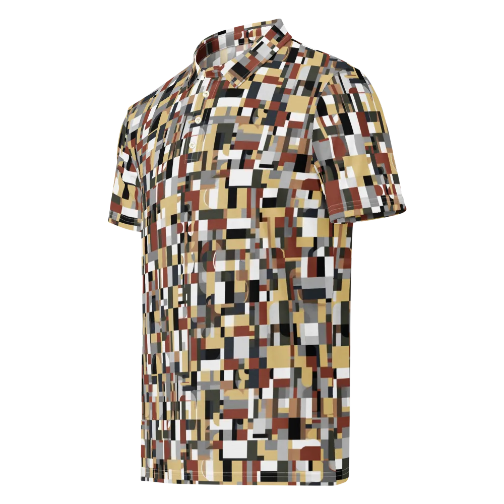 Ochre Circuit on Men's Slim Fit Polo Shirt — Left Front