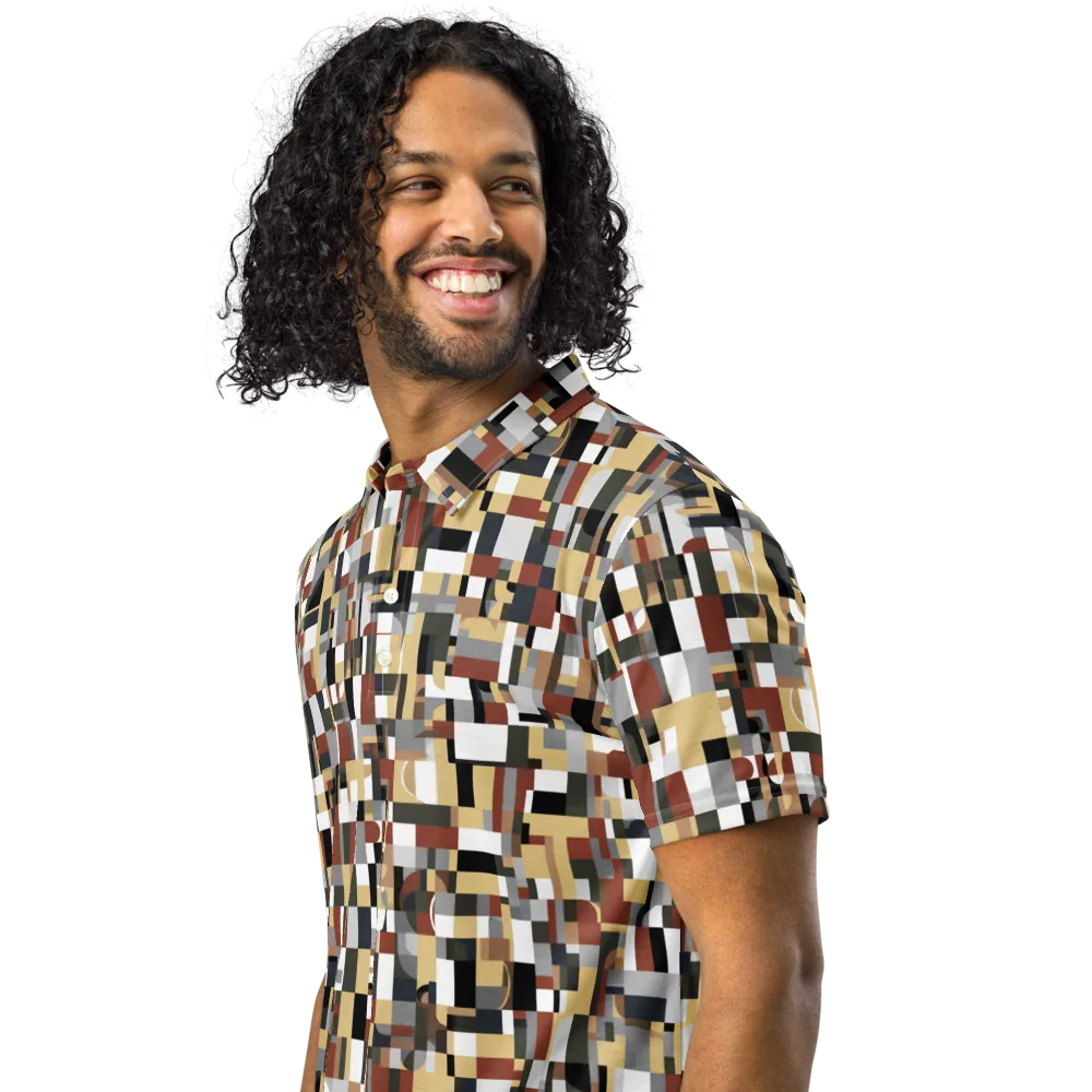Ochre Circuit on Men's Slim Fit Polo Shirt — Left Front