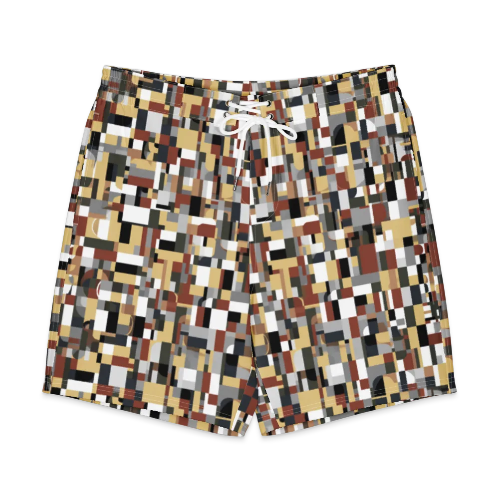 Ochre Circuit on Men's Board Shorts — Front