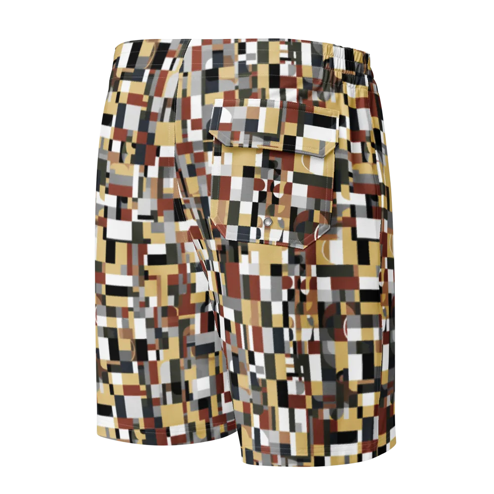 Ochre Circuit on Men's Board Shorts — Back