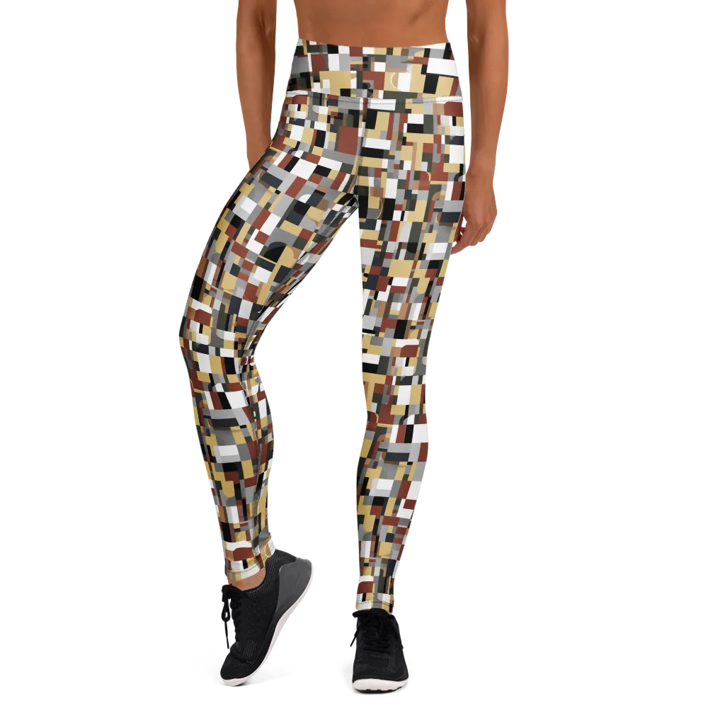 Ochre Circuit on Yoga Leggings — Front