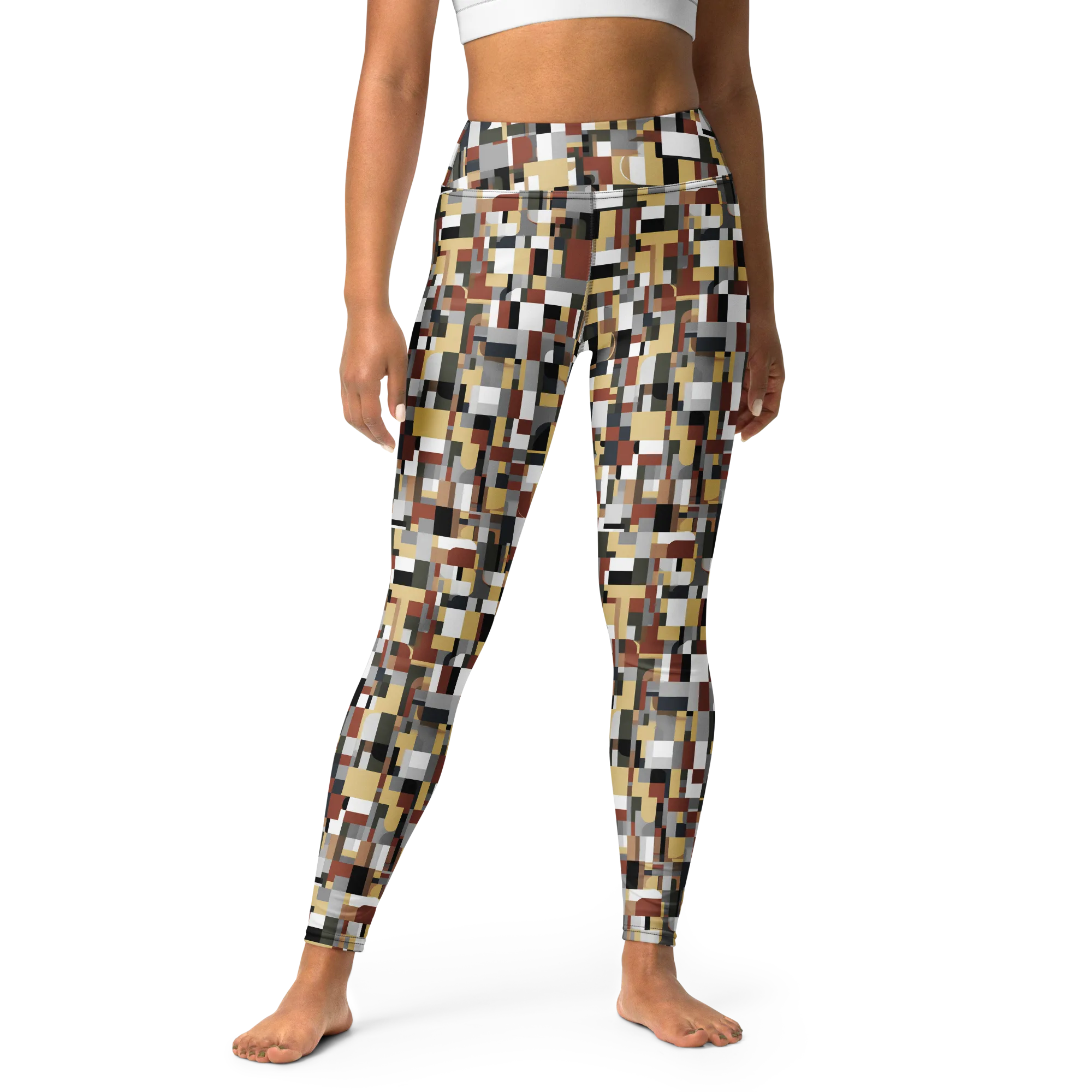 Ochre Circuit on Yoga Leggings — Front