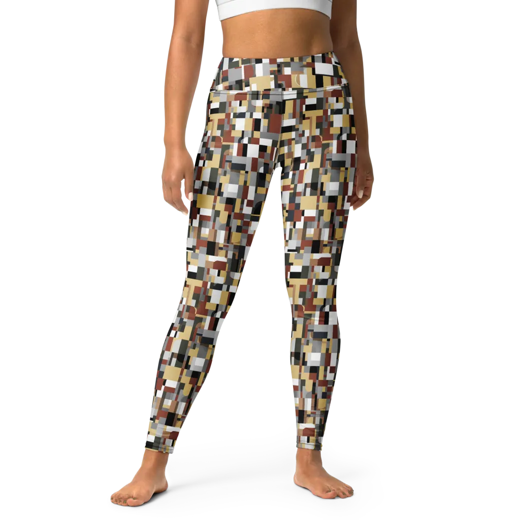 Ochre Circuit on Yoga Leggings — Front