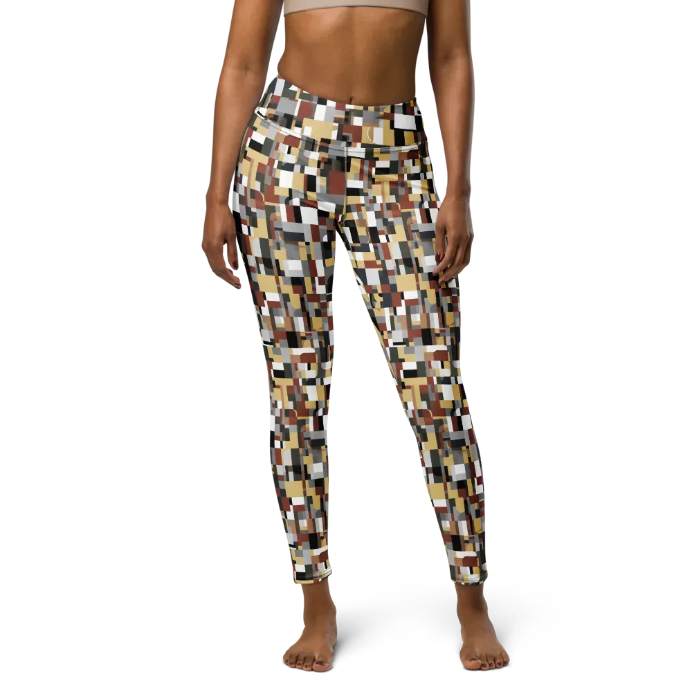 Ochre Circuit on Yoga Leggings — Front